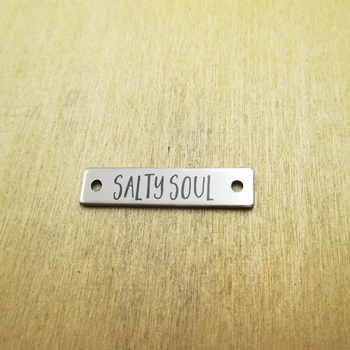 

10pcs/lot Salty Soul Connector 7*30mm stainless steel charms Laser Engraved DIY Charms Pendants
