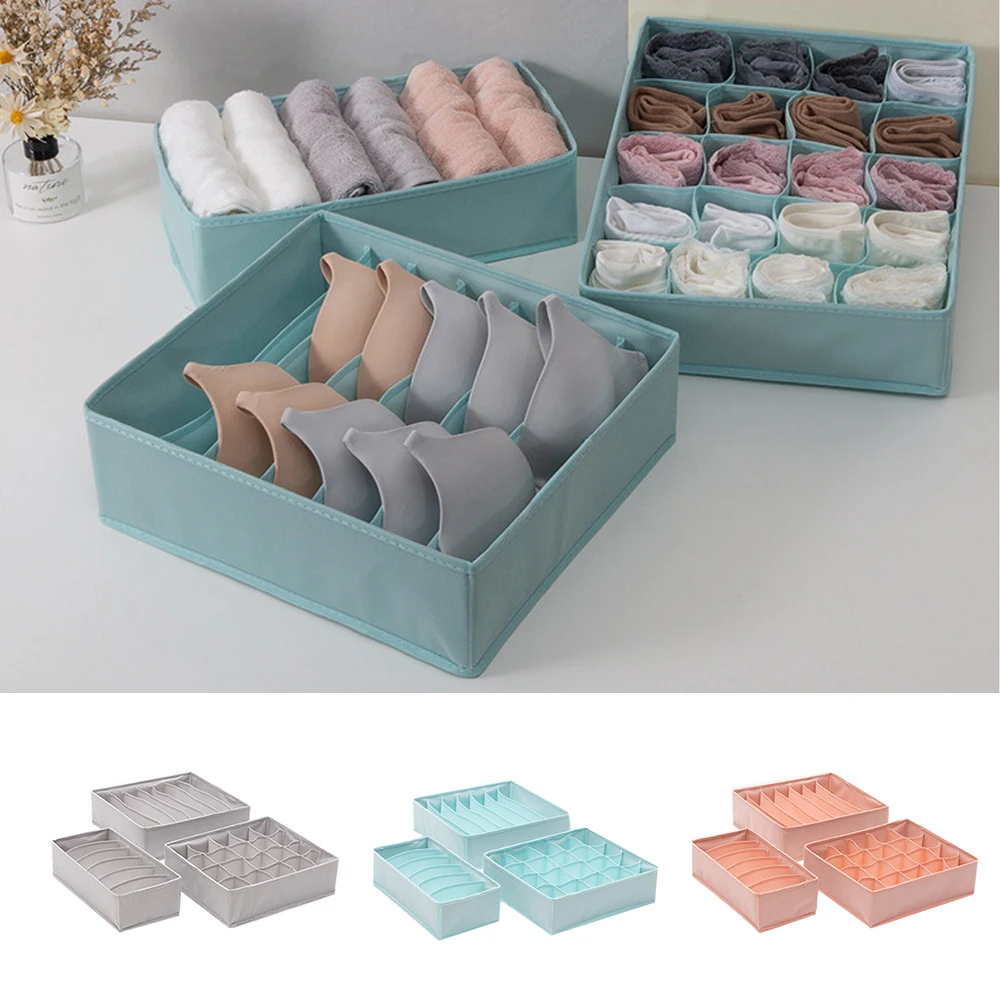 

3PCS Foldable Underwear Bra Box Non-woven Fabric Underwear Organizer Bras Socks Drawer Organizer Wardrobe Clothes Storage Box