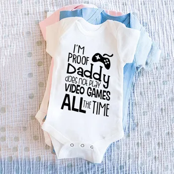 5 Colors Baby Bodysuit I'm Proof Daddy Does Not Play Video Games All the Time Cotton Romper Baby Clothes Newborn Jumpsuit 1