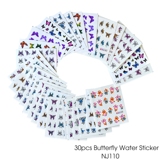 Mixed Stickers for Nails Rose Flowers Butterfly Water Decals Nail Art Decoration Slider Polish Foil Paper Tips CHSTZ930-969