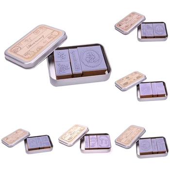 

4 pcs/lot (1 bag) Decorative DIY Vintage Wood Stamp Retro Tin Box Stamps for Scrapbooking Home Decoration Stationery Set