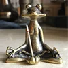 Retro Brass Meditate Zen Buddhism Frog Statue Small Ornament Copper Animal Sculpture Incense Burner Home Desk Decoration Tea Pet ► Photo 3/6