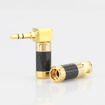 

2x Audiocrast HP008 Copper Gold Plated Carbon Fiber Right Angle Angled Stereo 3.5mm Stereo Mini Jack Plug connector right angle