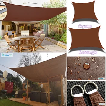 

Brown 300D Waterproof Oxford Square Rectangle Sun Shade Sail Garden Yard shade sun Canopy Camping sail awning terrace swimming