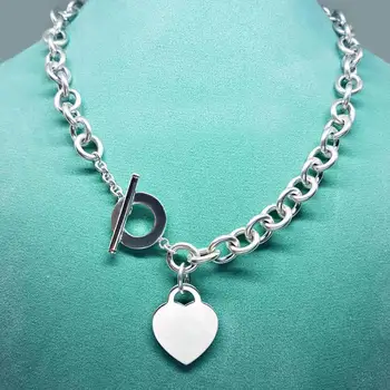 

XL TFB TTFF Original 925 Sterling Silver Lobster Necklace Classic Fashion Necklace with Original Openwork Female Jewelry Gift.