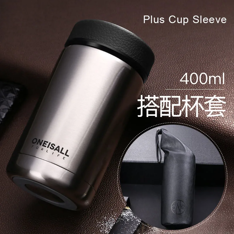 Stainless Steel Vacuum Flasks 400ml Insulated Thermose Bottle Coffee Mug Thermos Mug Tea Cup Thermal Coffee Mugs - Цвет: Steel With Sleeve