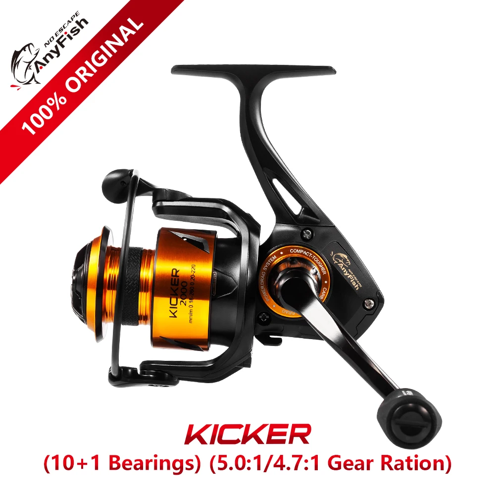 

Anyfish KICKER Spinning Fishing Reel 2000/3000/4000/5000/6000 gear ratio 5.0:1/4.7:1 max drag 6kg/8kg 10+1 bearings fishing reel