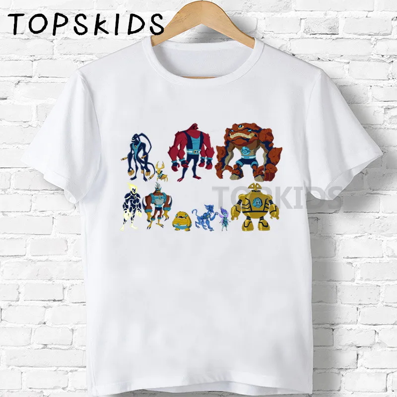 White-I Детские футболки с рисунком Omnitrix Ben 10 Забавные топы для маленьких мальчиков и девочек, детская летняя футболка HKP5328 - Цвет: White-I