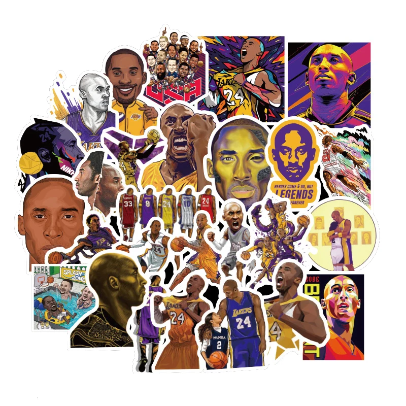 

TD ZW 50pcs/Lot Kobe Brant Stickers For Laptop Car Phone Luggage Guitar Car Phone Skateboard Sticker Waterproof Decal