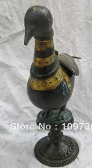 00931 Тибетский буддизм Классическая Бронзовая медная позолота peace pigeon курильница