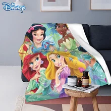 Couverture en peluche imprimée princesse Disney pour enfants et adultes, couvre lit Sherpa chaud en flanelle, couverture pour canapé et lit 
