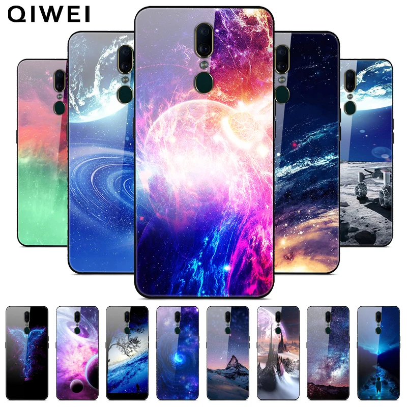 

Tempered Glass Case For OPPO F11 Case Fashion Hard Back Cover For OPPO F11 F 11 A9 A 9 Phone Cases Soft Bumper Coque For OPPOF11