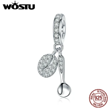 

WOSTU 100% 925 Sterling Silver Coffee Bean Beads Fit Original Bracelet PenBNnt AAA Zircon Charms Fashion Jewelry Gift BNC171