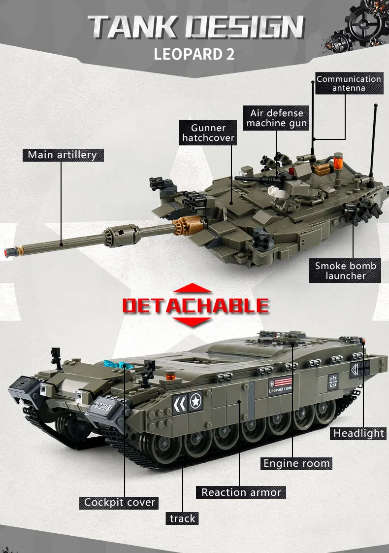 632003 главный боевой танк Leopard 2, набор строительных блоков, кирпичи, сборные, сделай сам, развивающие игрушки на день рождения, веселые рождественские подарки