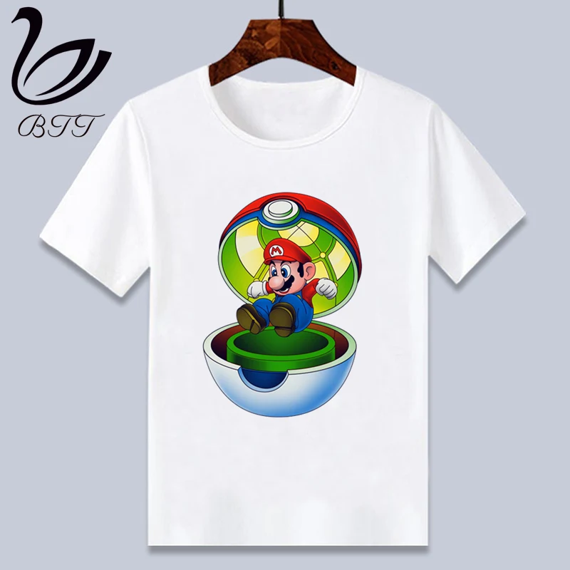 Baby Boy Girl Super Mario Cute Print MARIO Clothes Children Funny T-shirt Round Neck Children Tops - Цвет: G