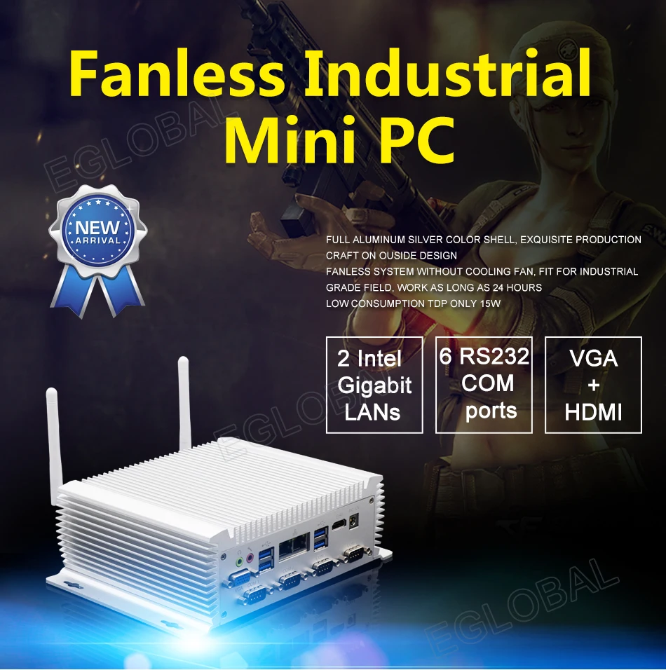 

EGLOBAL 2019 industrial mini pc 6 com port minipcs support RS485 intel core i5 i7 4200u 4500u processor