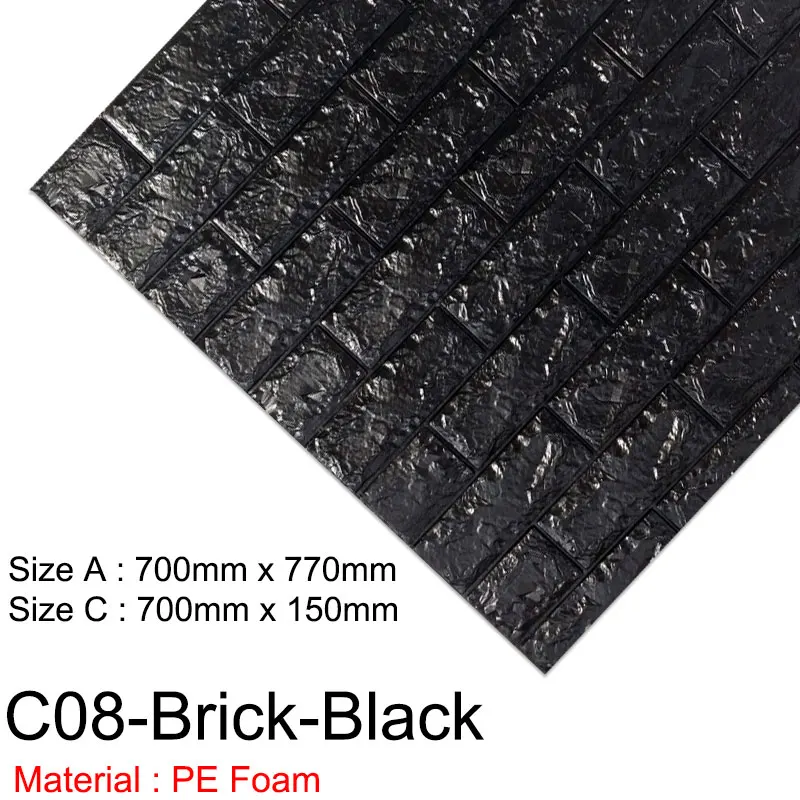 10 шт. 3D обои, кирпичная Водонепроницаемая настенная Бумага 3D DIY, самоклеящийся декор для спальни, детской комнаты, гостиной, обои, бумага - Цвет: CO8-Brick-Black