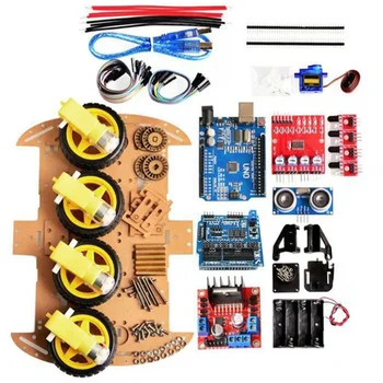 

Avoidance Tracking Motor Robot Chassis Smart Car Kit 4WD Ultrasonic For Arduino Easy start/stop Modules Accessory Durable Remote