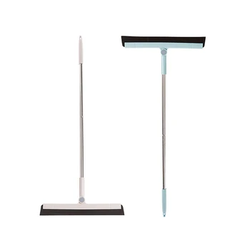 

2 Pcs Rotating Cleaning Broom Household Glass Wiper Bathroom Floor Scraping Floor Cleaning Broom-Pink & Blue