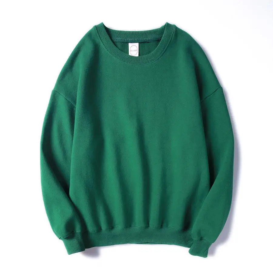 Зеленый New Style Couple's Jacket, Loose-necked Pullover, Pure Color And Velvet, All-round Casual Couple's Clothes Japanese Streetwear - Цвет: Зеленый