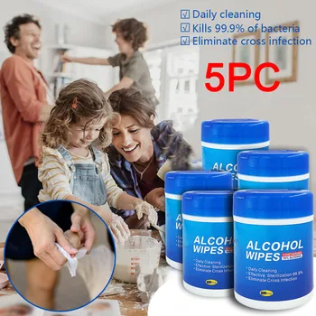 

5pc Disinfection Wipes 75% Alcohol Barrel Wipes 100pcs Canned Alcohol Wipes Sterilization First Aid Cleaning Wholesale d5