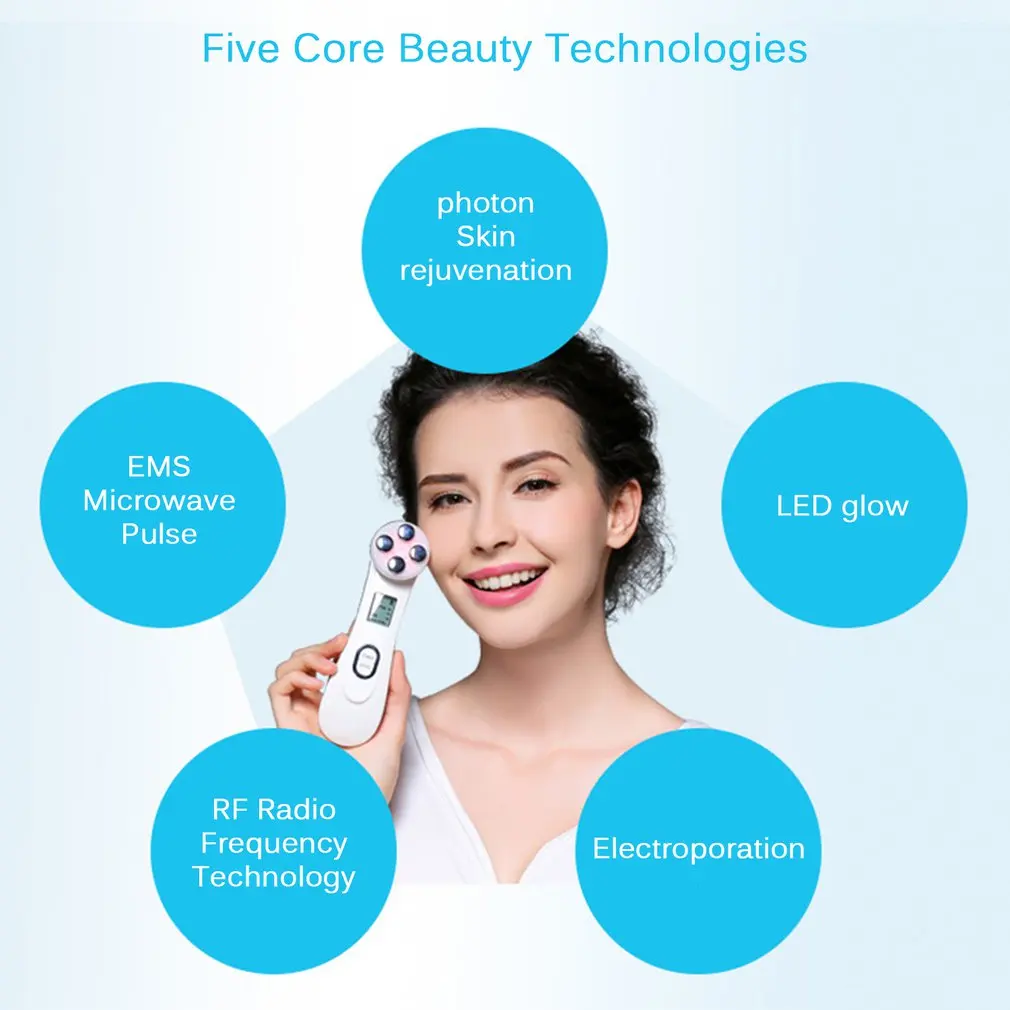 New Facial Mesotherapy Electroporation LED Radio Frequency Skin Care For Face Lift Tighten Wrinkle Removal Facial Massager