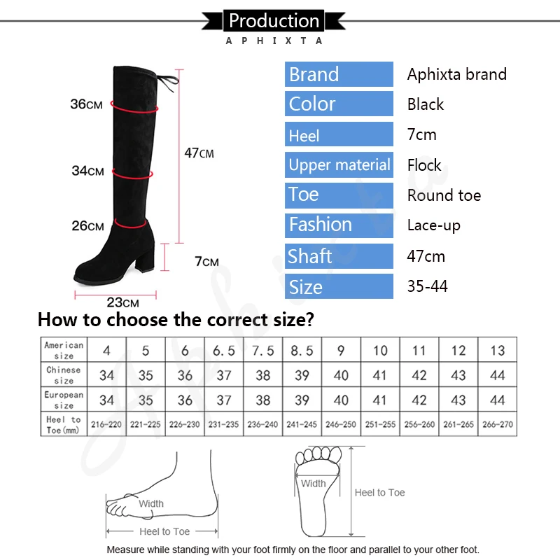 Aphixta/высокие сапоги до бедра; зимние женские модные сапоги выше колена; удобные женские высокие сапоги; женская обувь; черные сапоги;