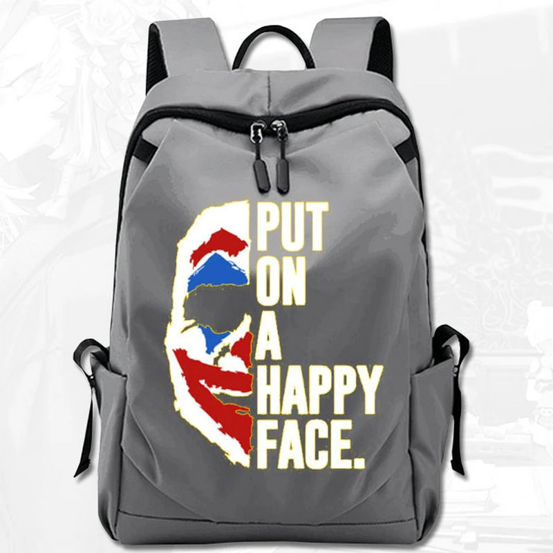 Joker mochila con cara feliz para ordenador portátil, morral escolar color azul, negro y gris|Mochilas| -