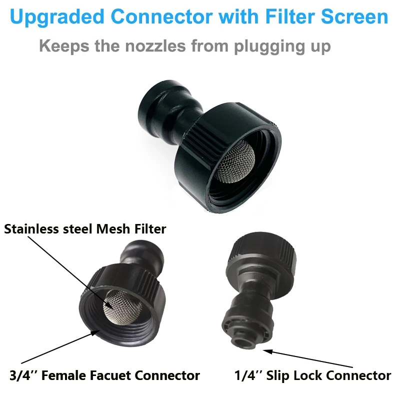 

1/4” to 3/4" Female Thread Quick Connector White Black Optional Irrigation Misting System 1/4" Quick Pushing Slip Lock Coupling