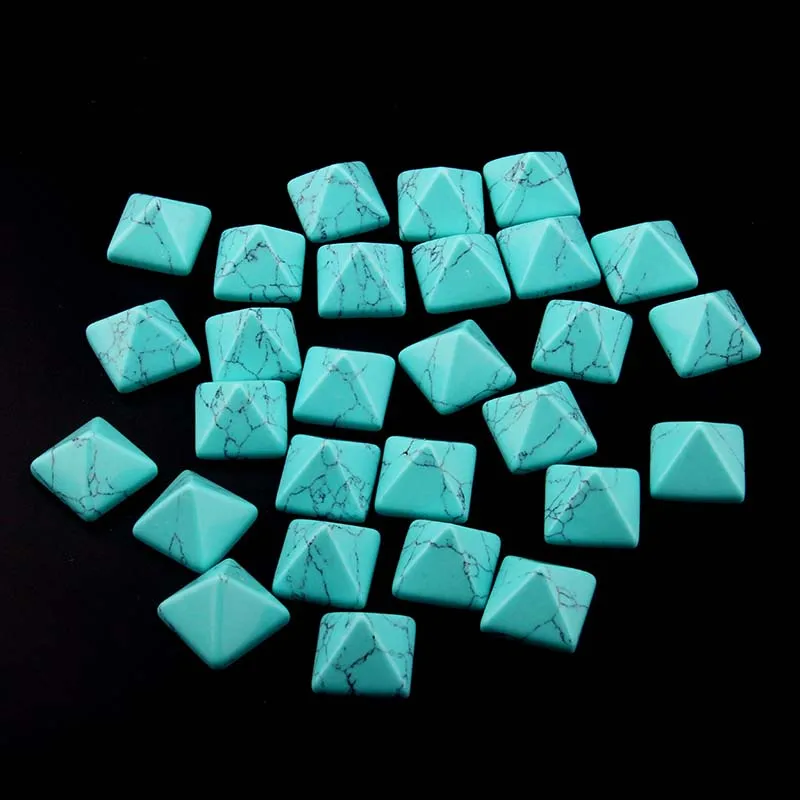 Blue Turquoise 10 шт. поверхность секции натуральные камни квадратный кабошон без отверстия Бисер для изготовления ювелирных изделий, изготовленное вручную кольцо аксессуары свободные бусины - Цвет: Blue Turquoise