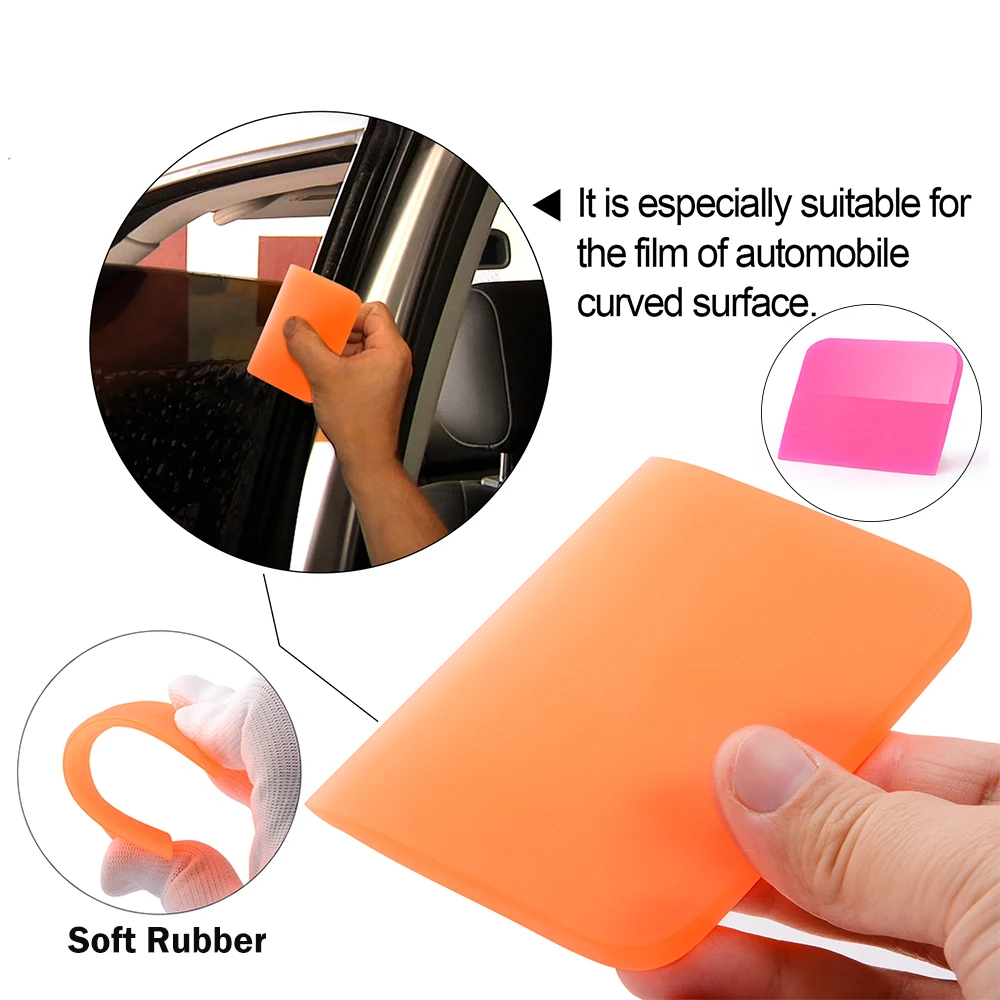 

EHDIS Soft Carbon Fiber Film Install Squeegee Scraper Vinyl Car Wrap Auto Cleaning Tool Water Sticker Remover Window Tint Tool
