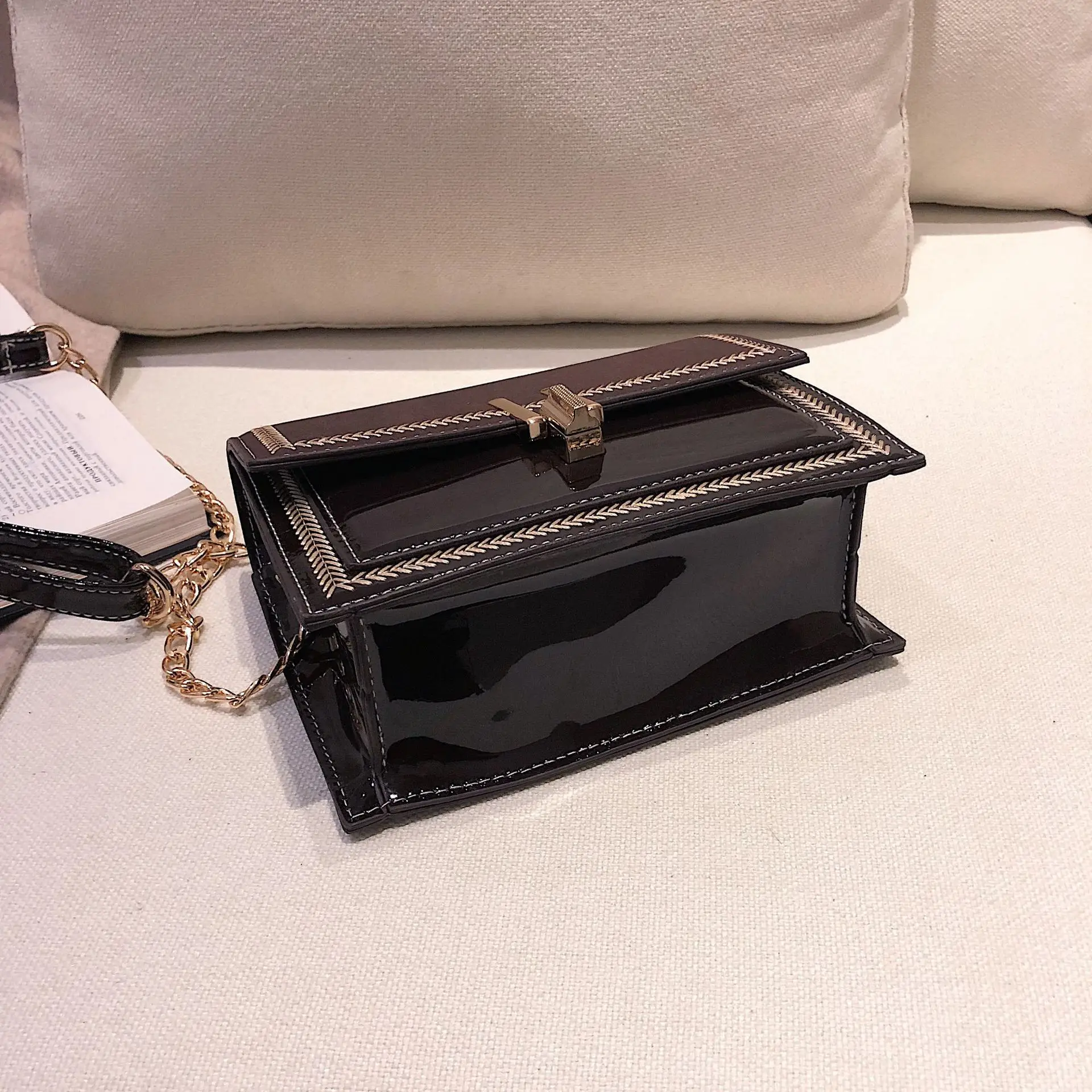 

2019 Korean-style Stereo Stereotypes Square Sling Bag Wheat Arrowhead Car Suture Shoulder Oblique WOMEN'S Bag