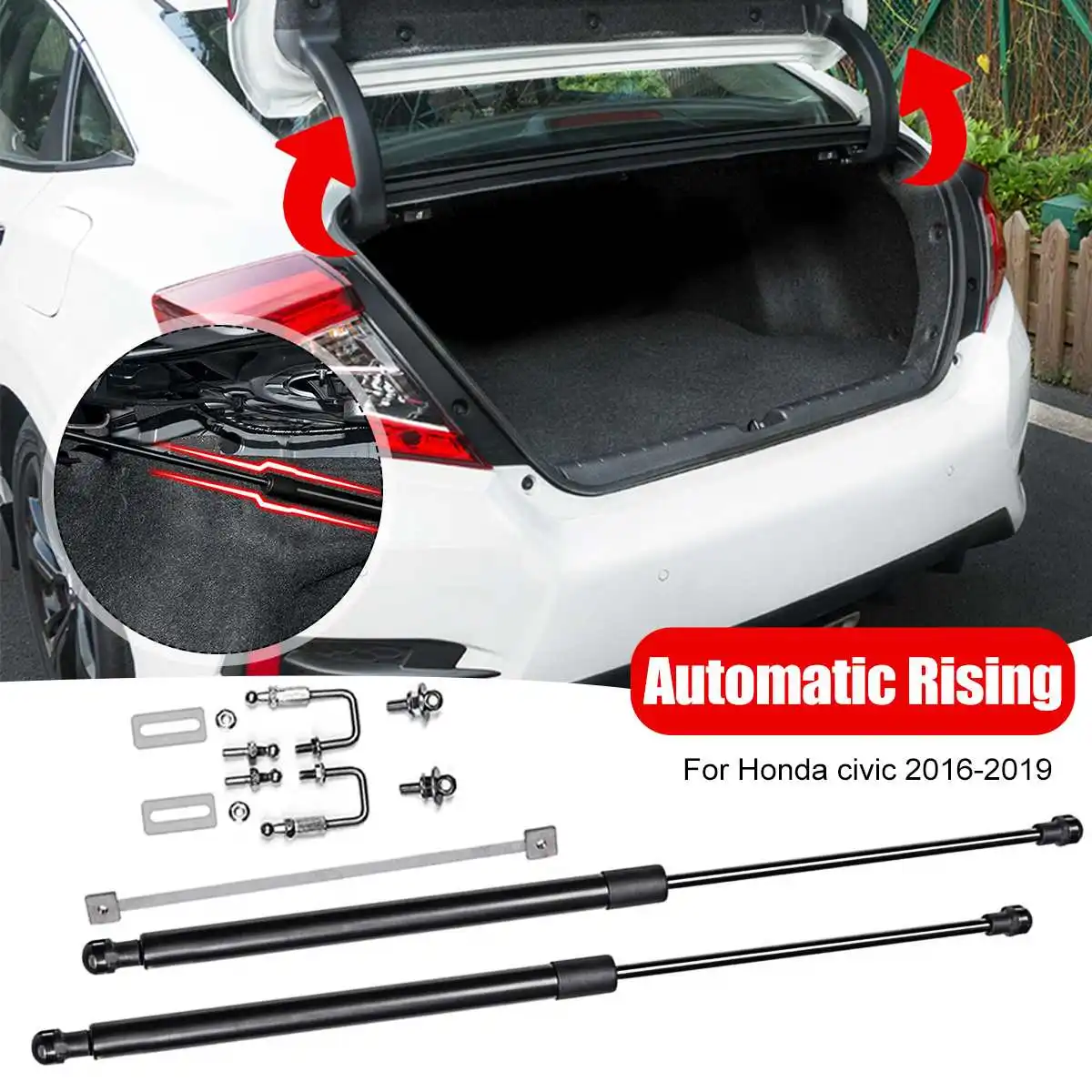 2pcs Automatic Rising Car Rear Trunk Door Lifting Support Spring Gas