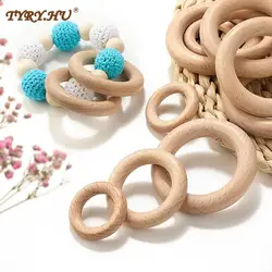 Mordedor de madera de haya para bebé, colgante de madera natural para dentición, accesorios para el cuidado de los dientes, juguetes, 40/55/70mm, 5 uds.
