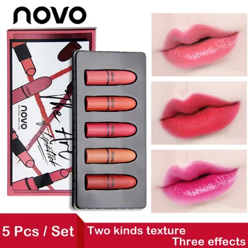 

NOVO 5pcs/set Sexy Matte Lipstick Set Waterproof Long lasting Pigment Lip pencil Velvet Matte Nude Lip stick Lip Kit mc batom