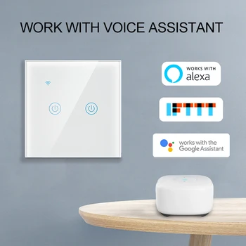 

2Gang EU Standard Smart Switch WiFi RF433 Smart Wall Switch Smart Life Tuya Remote Control Work with Alexa and Google Assistant