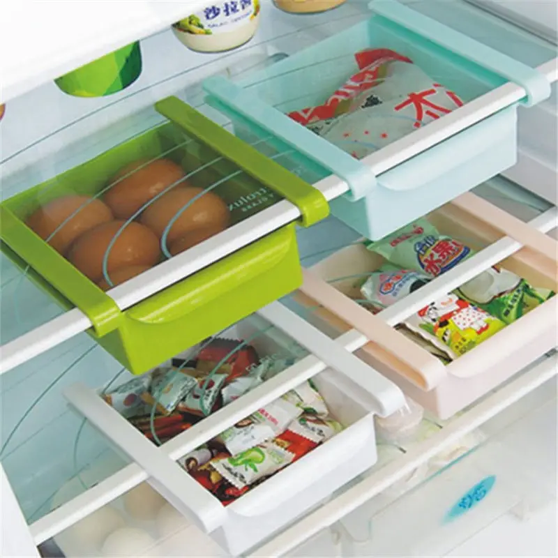 

Slide Fridge Freezer Space Saver Rack Shelf Holder Organizer Storage Box