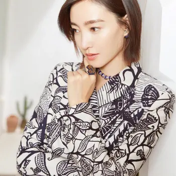 

New Retro printed shirts in long cotton long sleeve blouse female in the spring of 2020 long shirts