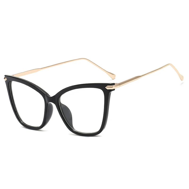 Модные оправы для очков кошачий глаз для женщин и мужчин, сексуальные негабаритные металлические оправы, брендовые дизайнерские оптические очки для глаз, очки с плоским верхом