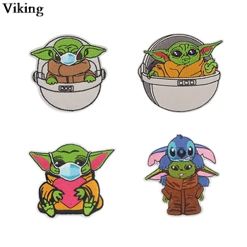 

20pcs/set Cartoon Yoda Patch Stickers Iron On Embroidered Patch Sewing Fabric Diy Appliques for Hat Bag T-shirt Jacket G0958