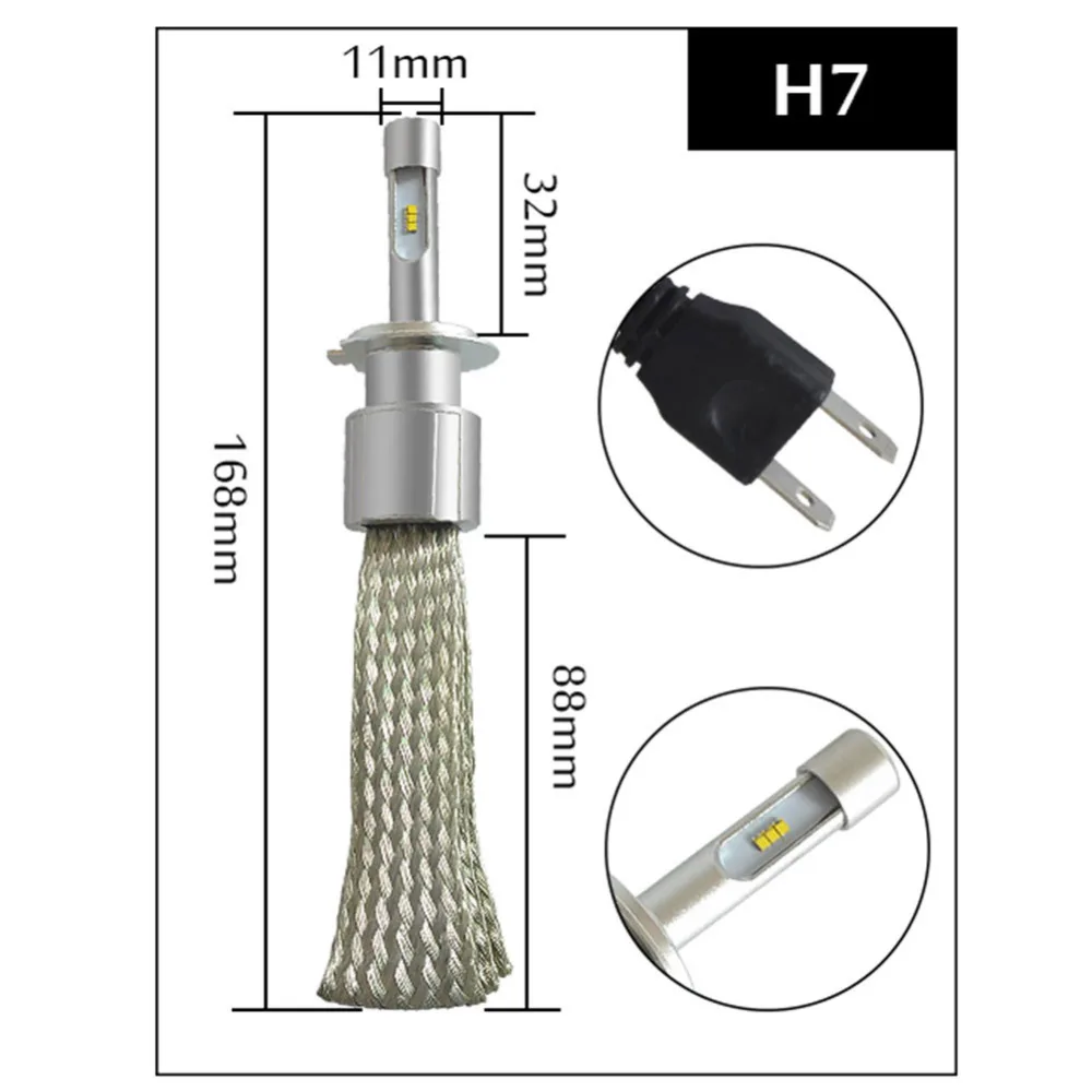 Комплект из 2 предметов, рост от 90W 10000LM H7 светодиодный H4 H1 H11 H8 H3 9005 9006 HB3 HB4 автомобильные лампы для фар 6000K Автомобильные светодиодные лампы светодиодный automotivo12V лампа