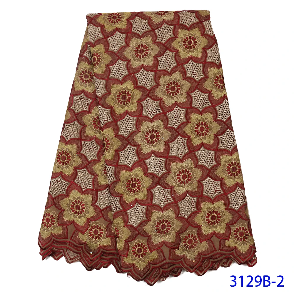

Best Selling Flower Soft Cotton Women Dress Swiss Voile Lace High Quality Embroidered Fabric DIY Trim Sewing African Lace Fabric