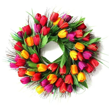 

Artificial Tulip Wreaths Door Hanging Decor Christmas Wreaths Simulation Floral Garland for Wedding Home Chirstmas Decor//
