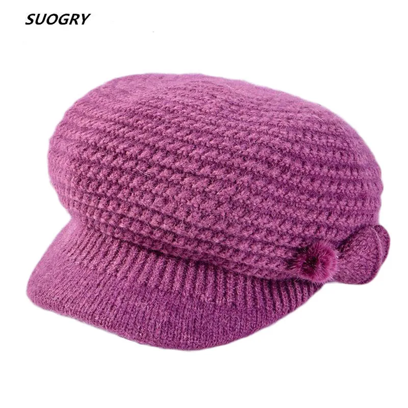 

Women Winter Hat Warm Beanies Fan leaf ball Knitted Rabbit Fur Hats Female Cap Autumn Winter Women Fashion Skullies Beanies Hat