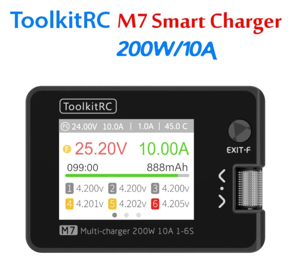 Зарядное устройство ToolkitRC M7 200 Вт 10 А зарядное постоянного тока для 1-6S Lipo