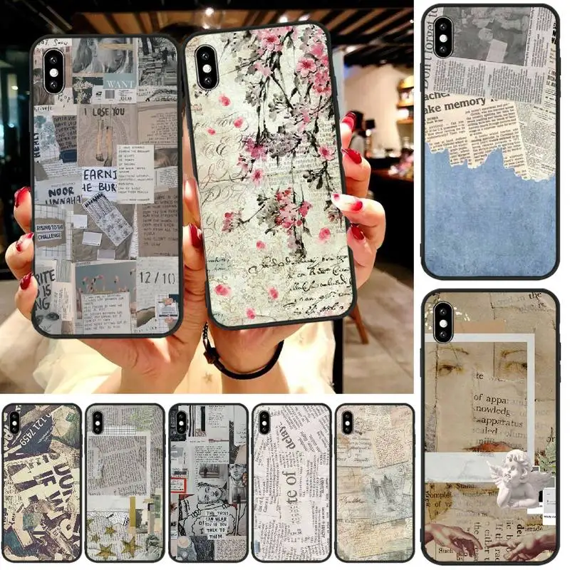 

OFFeier Creative newspaper DIY Printing Phone Case cover Shell For iphone6 6s plus 7 8 7 8 plus X XR XS MAX 11 Pro Max Cover
