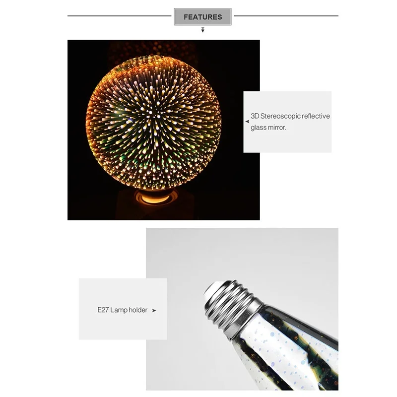 Абсолютно новые 3D Звездные Феерверки ночные светильники скандинавские украшения дома Внутреннее освещение E27 светодиодная лампочка эдисона светодиодный светильник