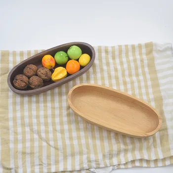 

Directly Ten Thousand Mori Ellipse Pastry Dish Ellipse Woodiness Plate Solid Color Originality Fruits Pastry Disc