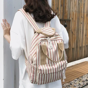 

The Korean Version of Ulzzang College Student Backpack High School Sen Department Ancient Sense Stripe Wild Ins Wind