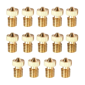 

14PCS M6 3D Printer 0.2mm 0.3mm 0.4mm 0.5mm 0.6mm 0.8mm 1.0mm Extruder Brass Nozzle Print Head for E3D Makerbot (2pcs/each size)